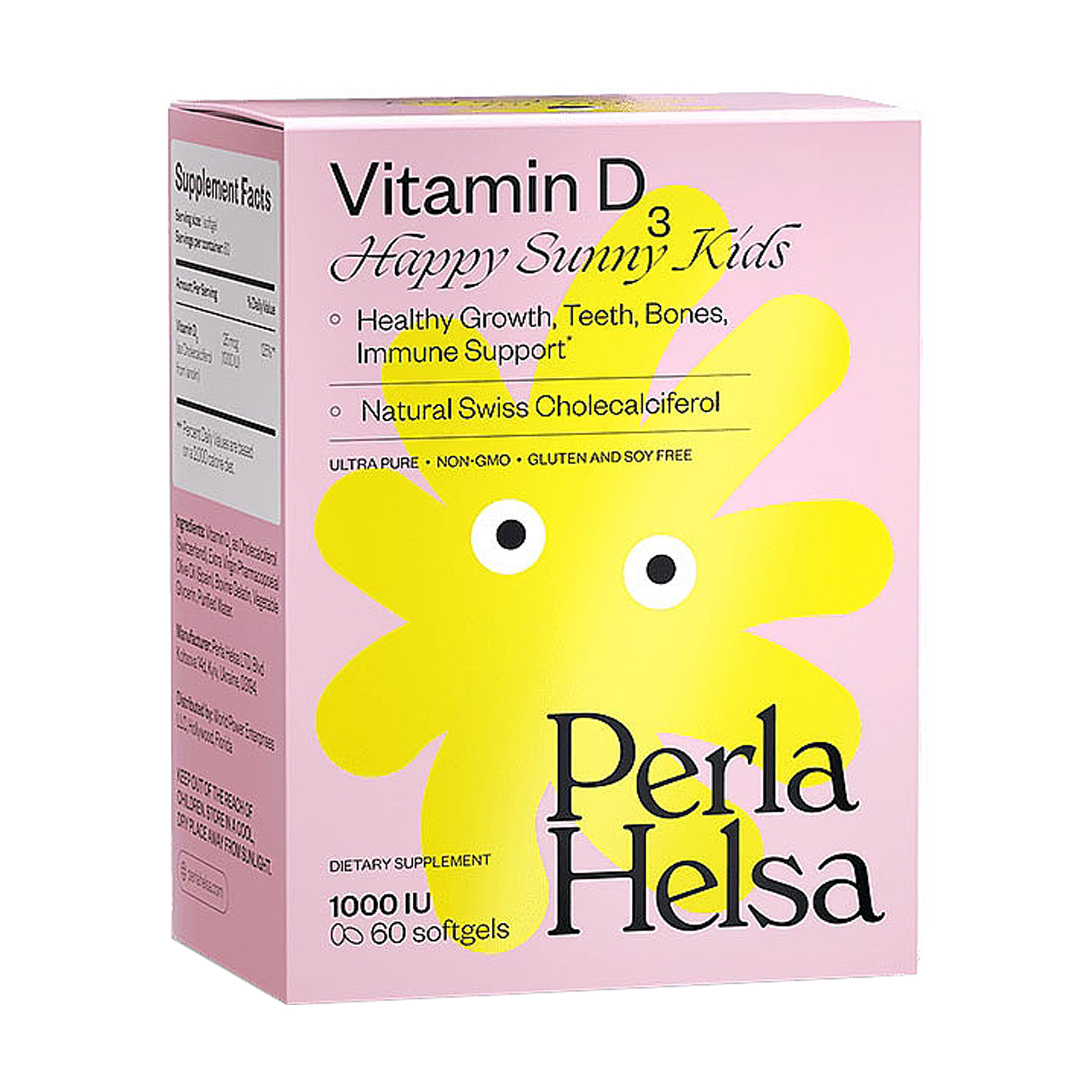 Дитячий Вітамін Д3 Perla Helsa Vitamin D3 Happy Sunny Kids 1000 МО, 60 капсул